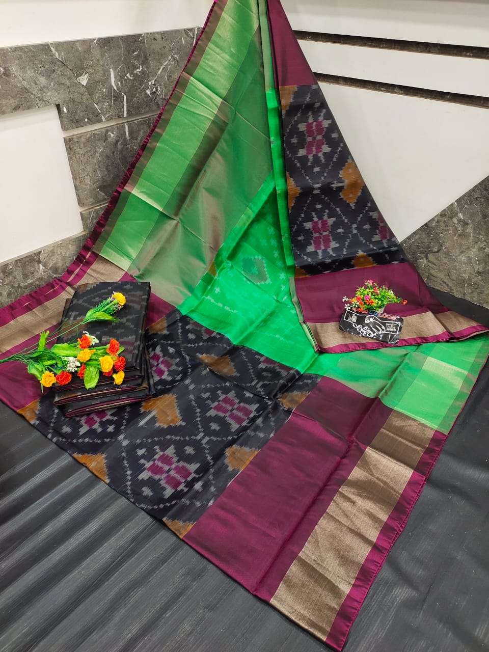 dark black Uppada soft silk sarees