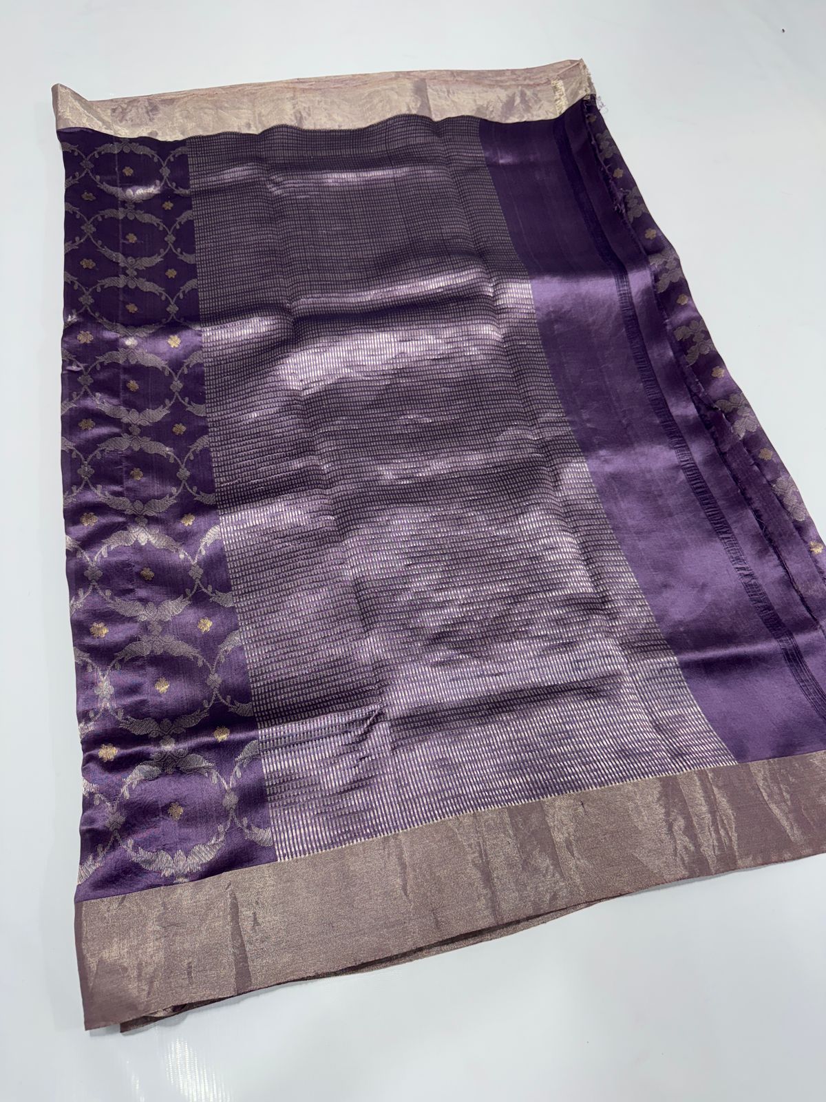 Dark lilac Handloom chanderi katan silk sarees