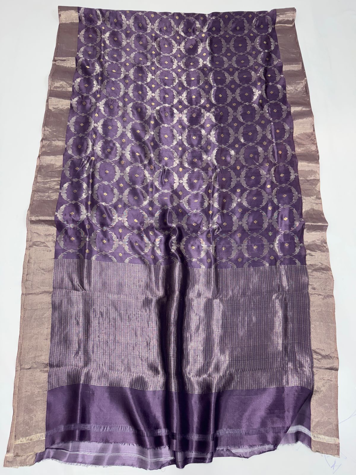Dark lilac Handloom chanderi katan silk sarees
