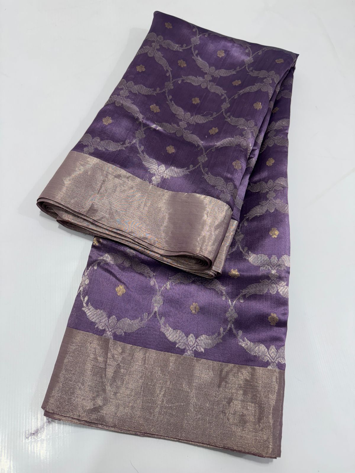Dark lilac Handloom chanderi katan silk sarees