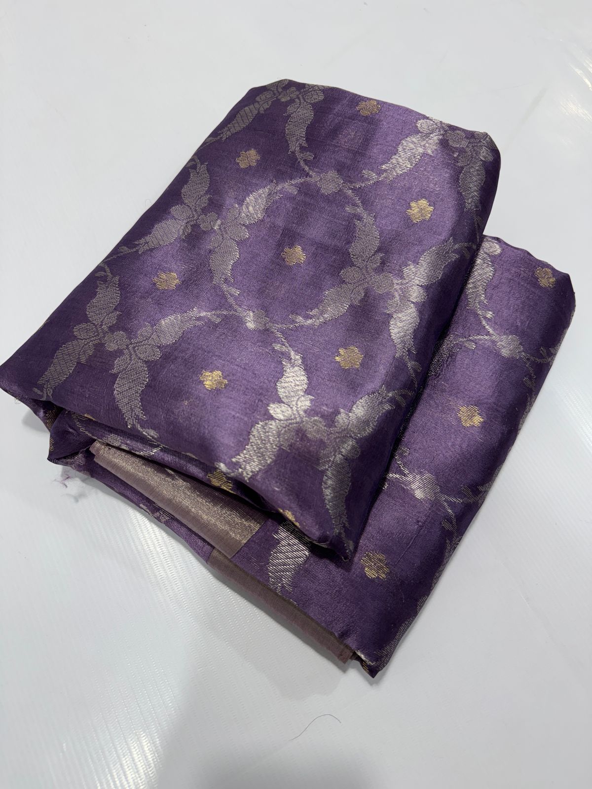 Dark lilac Handloom chanderi katan silk sarees