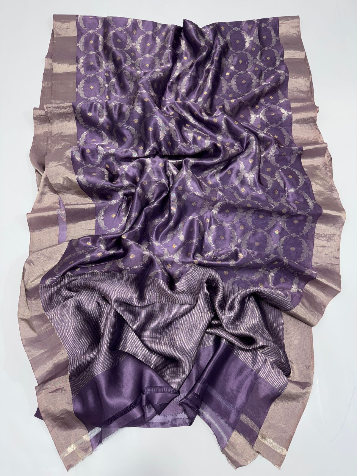 Dark lilac Handloom chanderi katan silk sarees