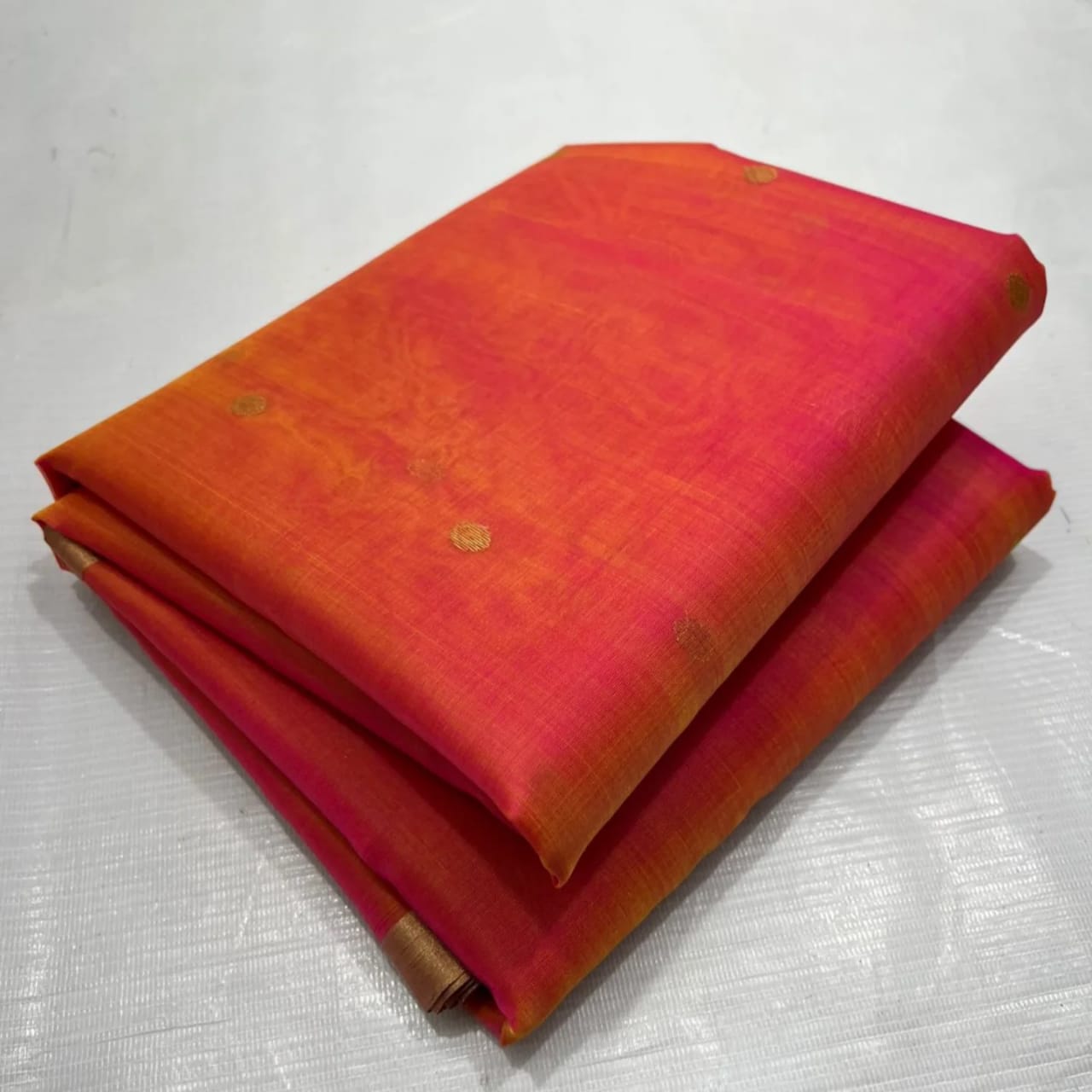 Orange mix pink chanderi katan silk sarees