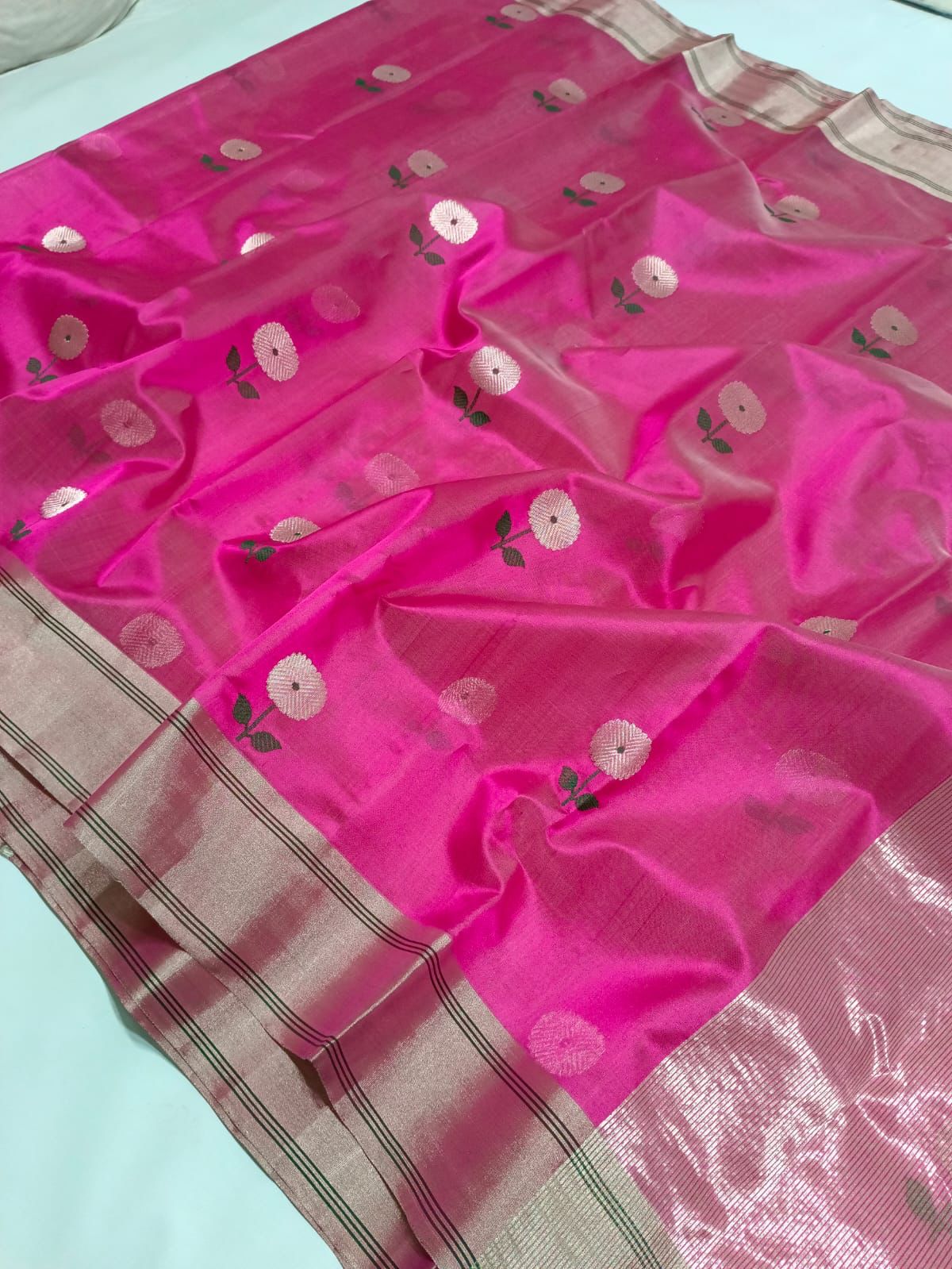 Pink chanderi pattu sarees