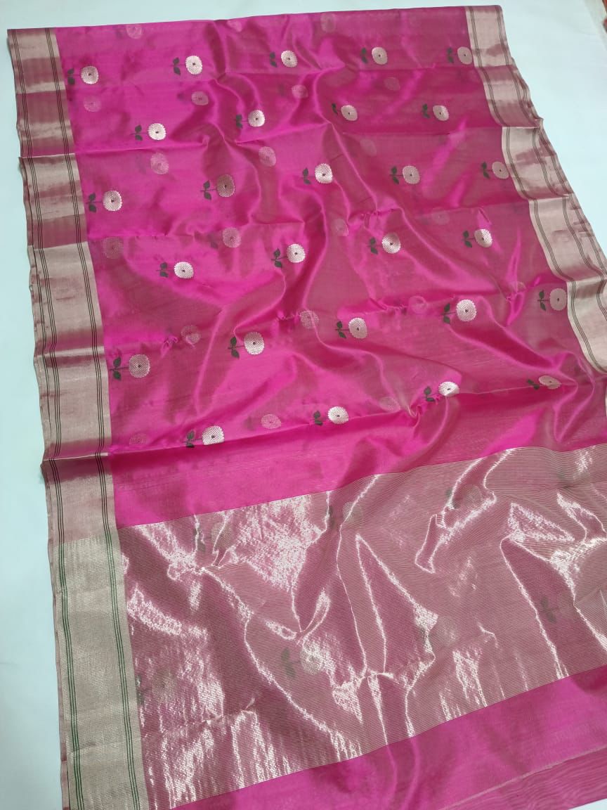 Pink chanderi pattu sarees