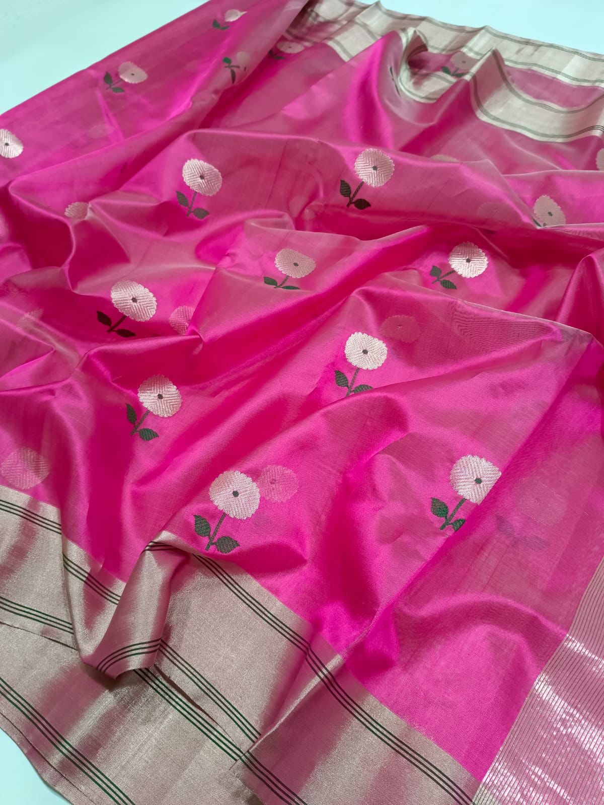 Pink chanderi pattu sarees