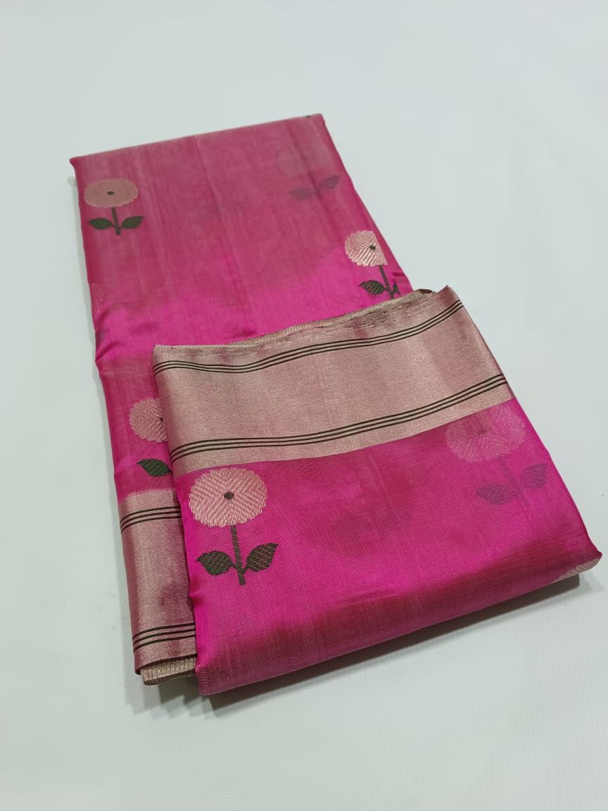 Pink chanderi pattu sarees