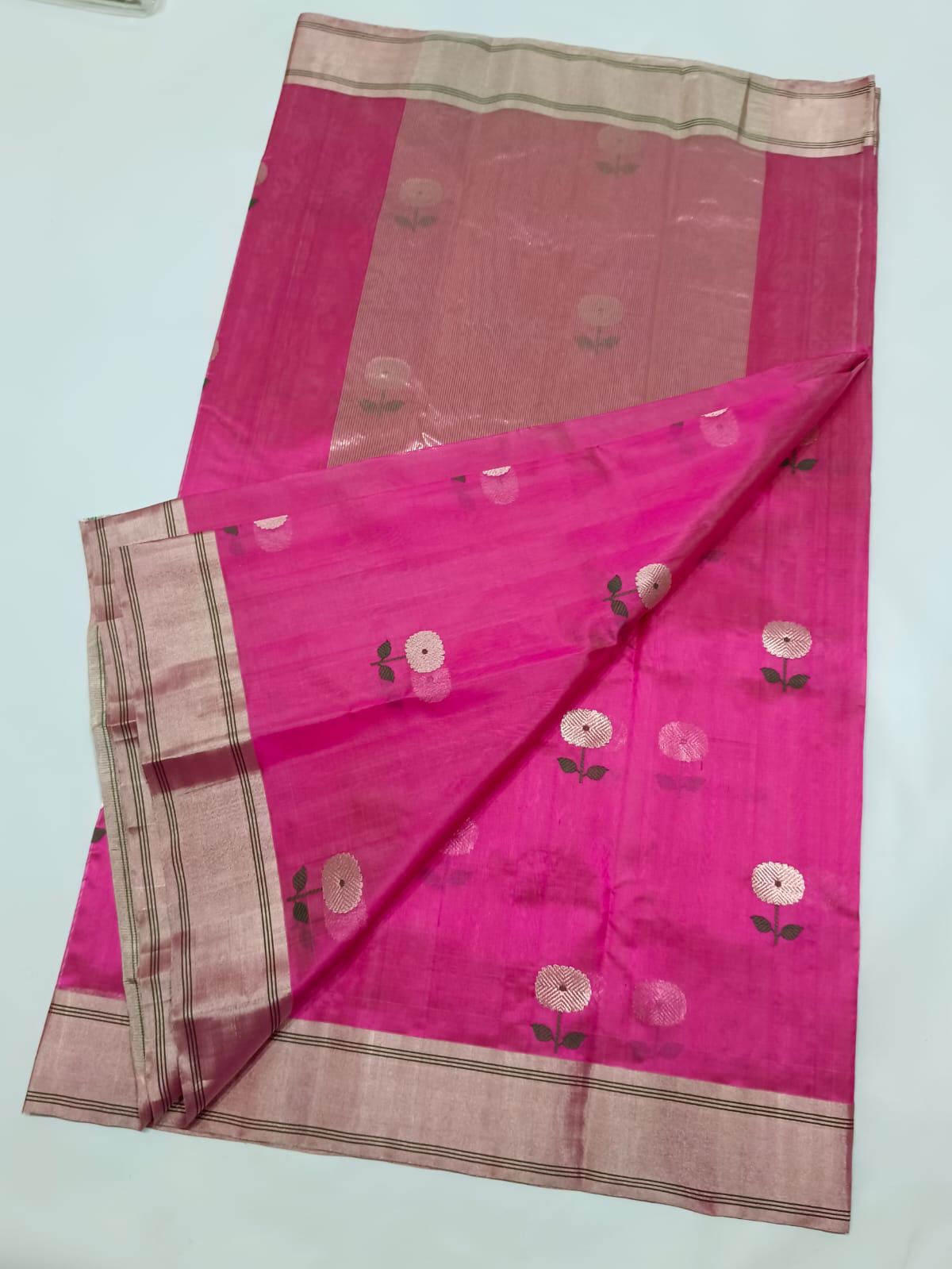 Pink chanderi pattu sarees