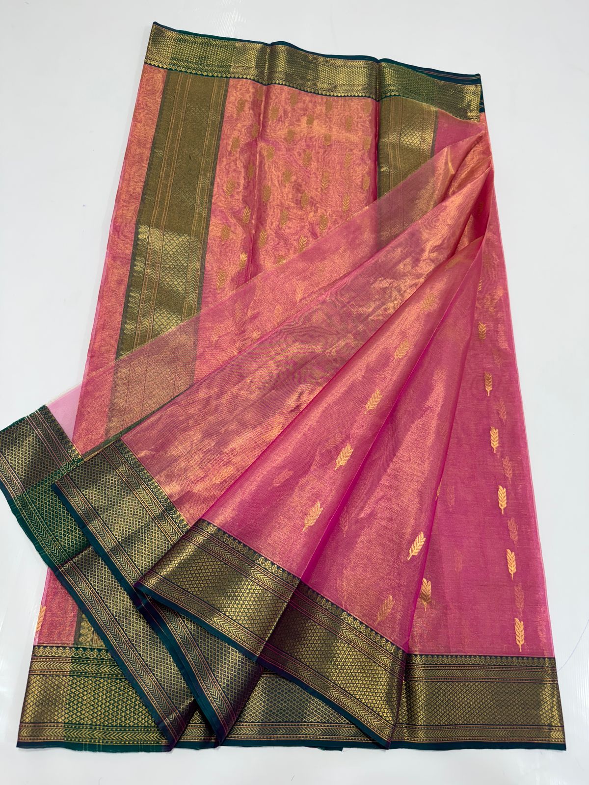 Pink chanderi tissue silk sarees