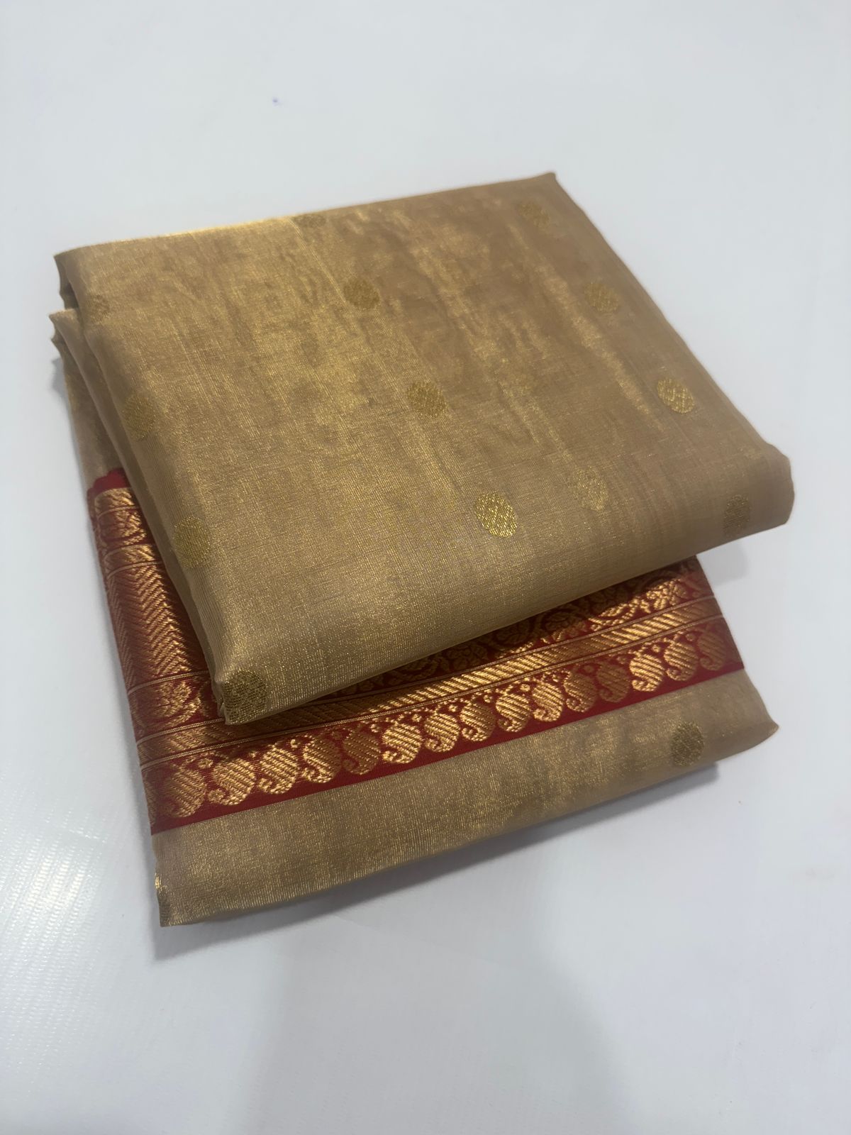 Light gold chanderi tissue silk sarees