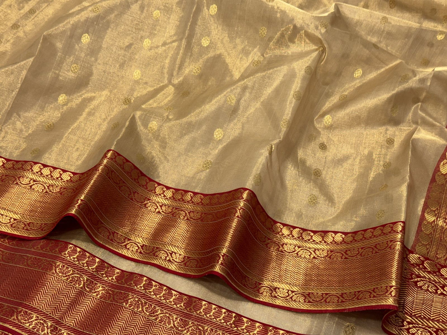Light gold chanderi tissue silk sarees
