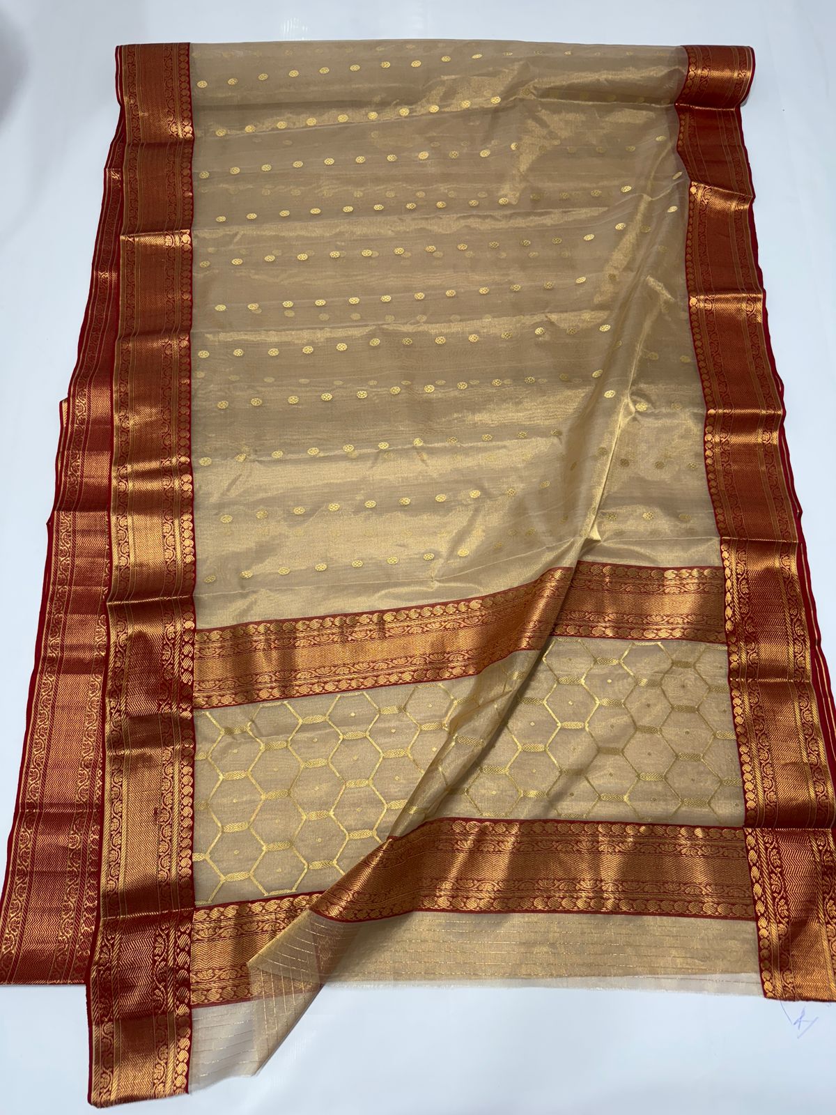 Light gold chanderi tissue silk sarees