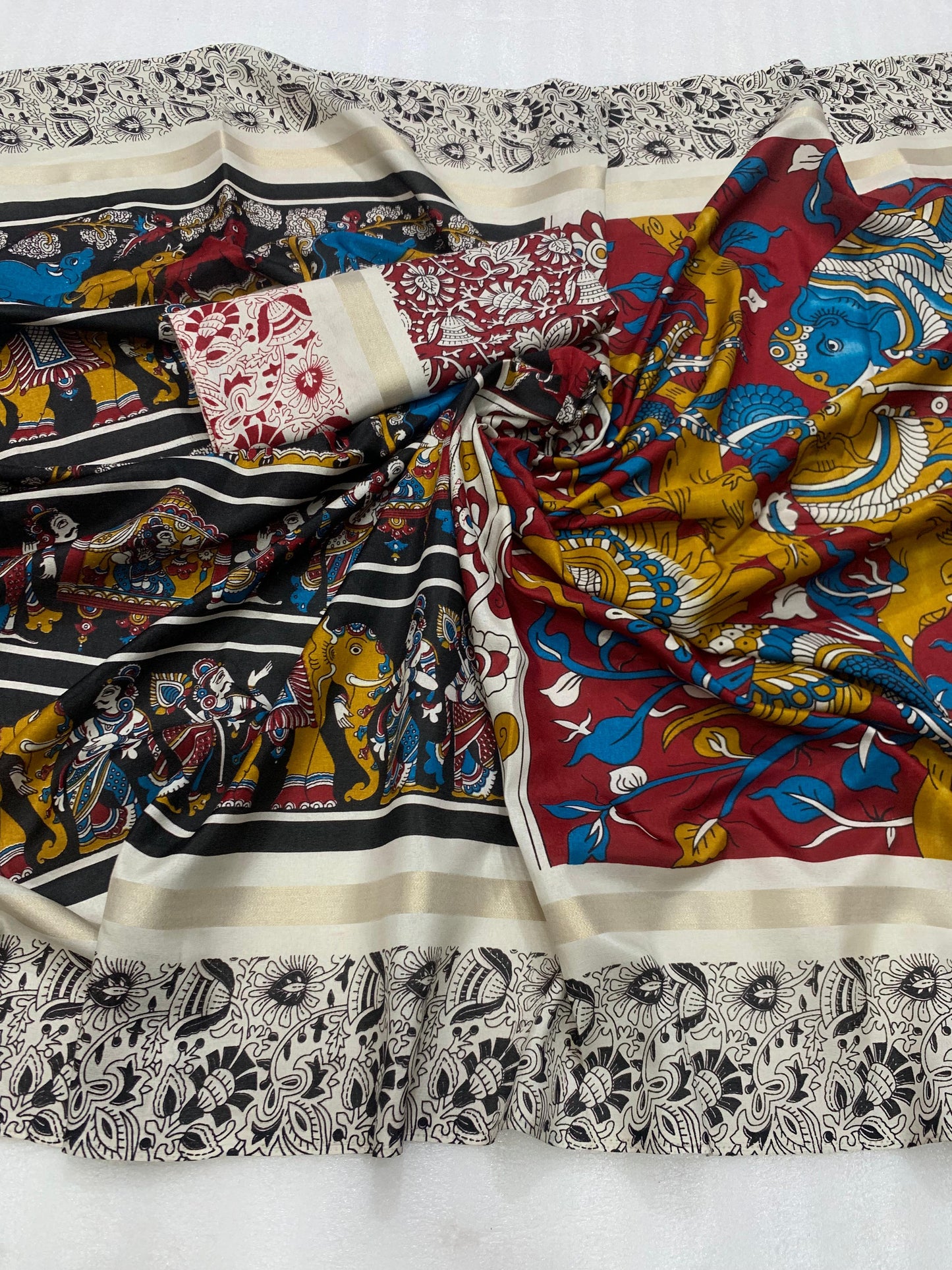 Fancy kalamkari sarees