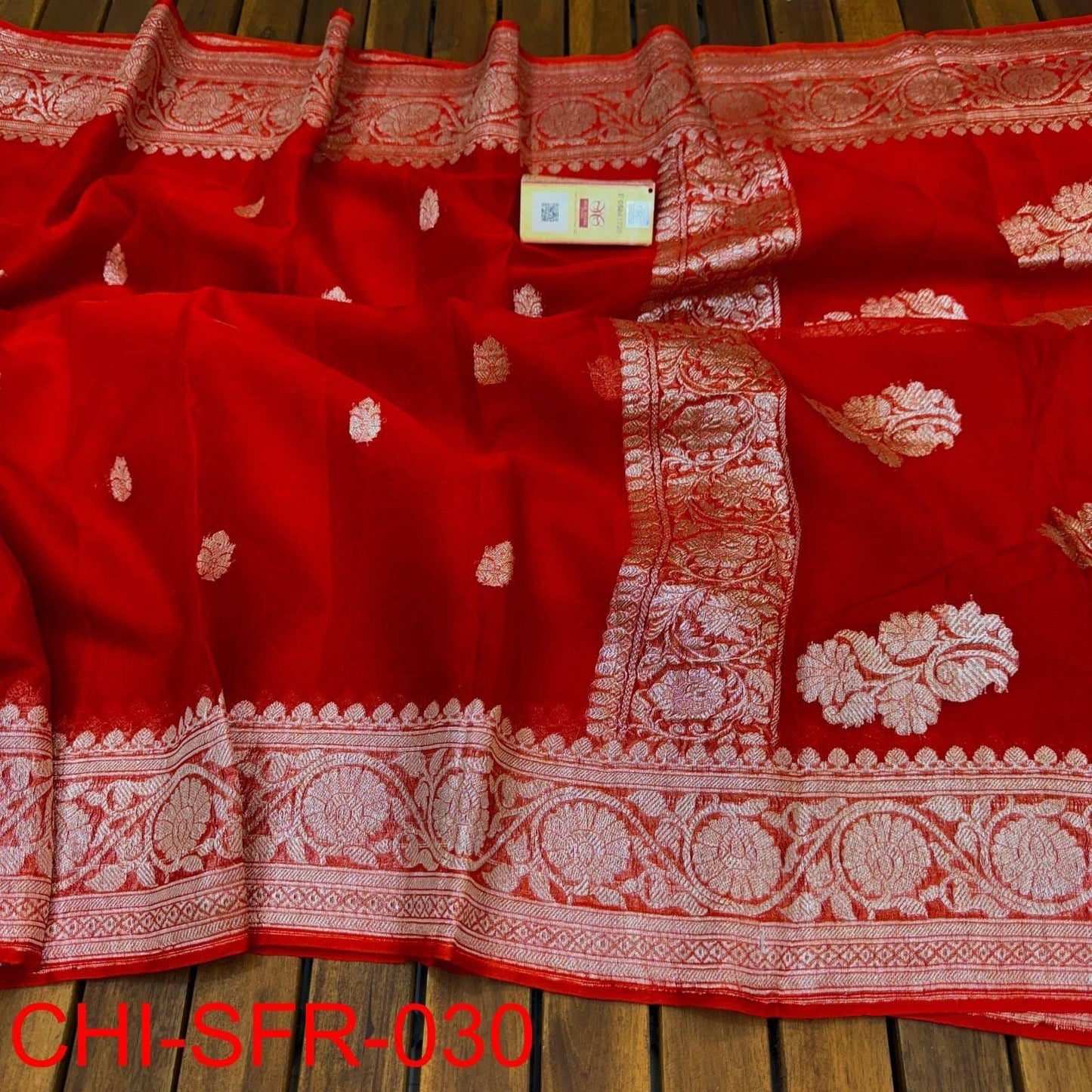 Chilli red pure banarasi georgette chiffon sarees