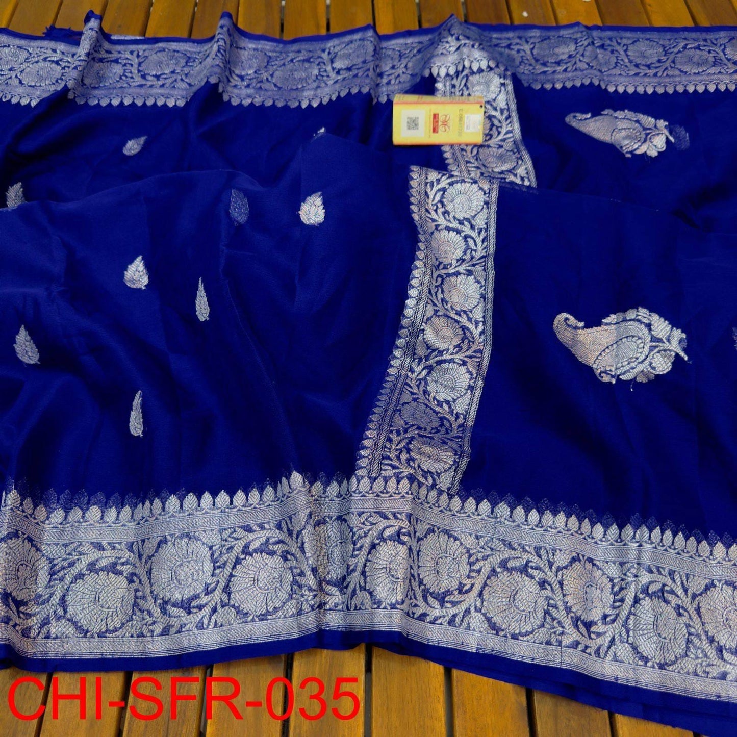 Royal blue pure banarasi georgette chiffon sarees