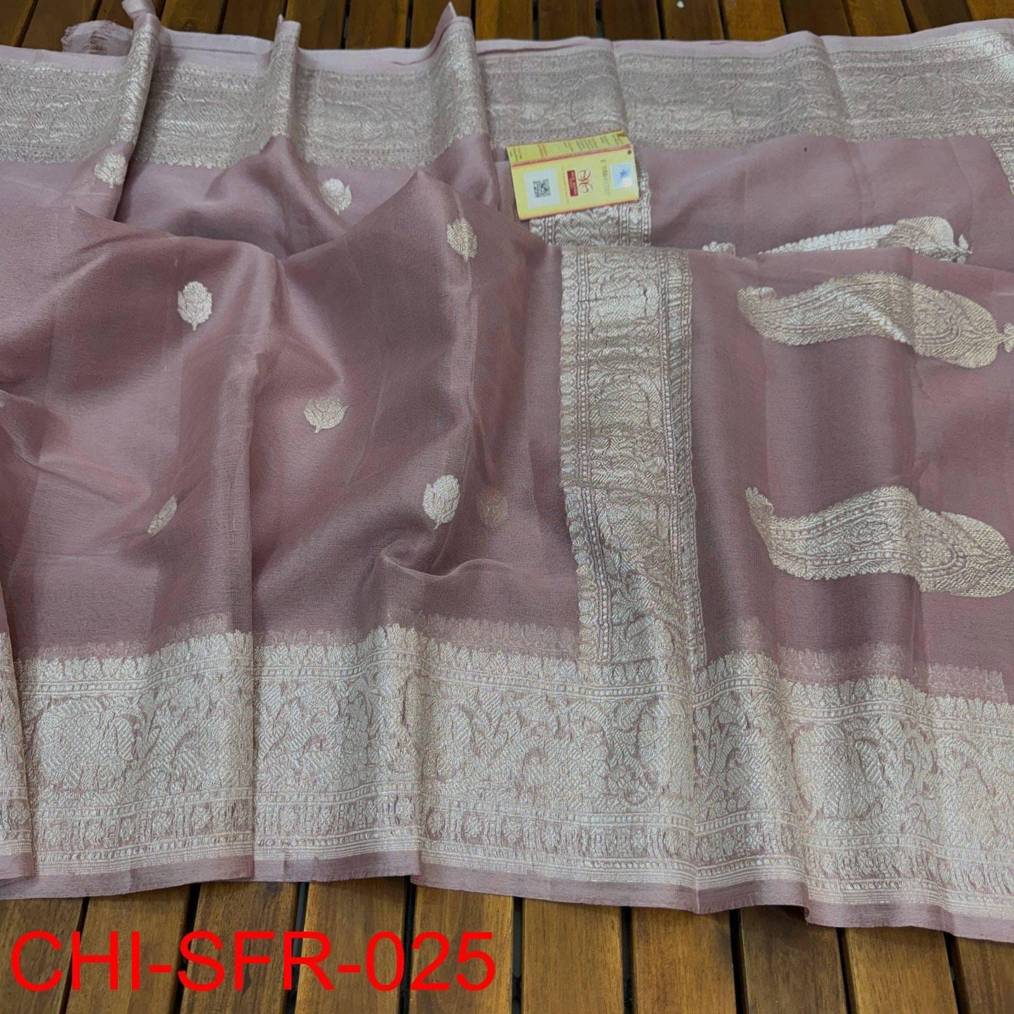 Onion pink pure banarasi georgette chiffon sarees
