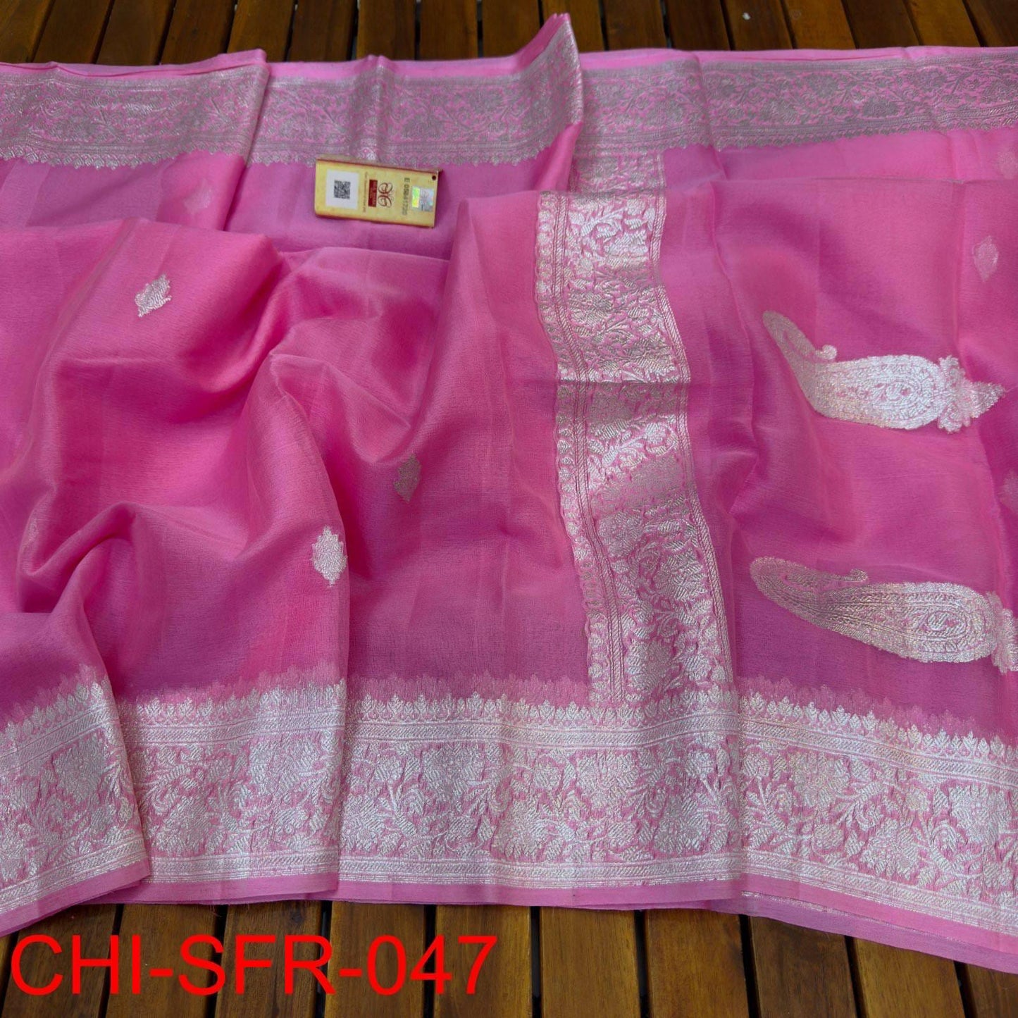 Pink pure banarasi georgette chiffon sarees