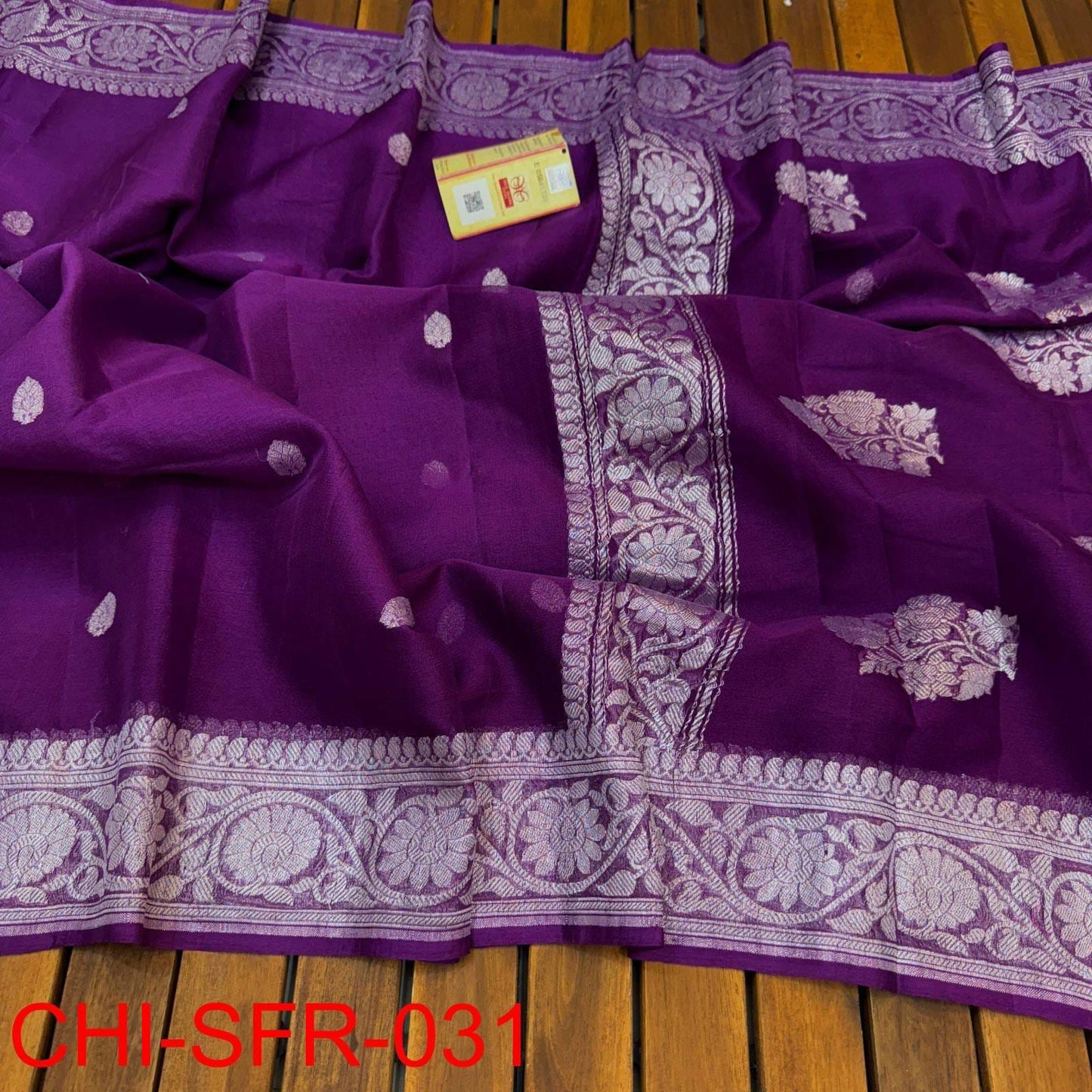 Dark purple pure banarasi georgette chiffon sarees