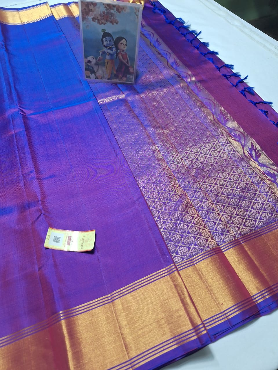 Dark purple Pure kanchipuram plain silk sarees