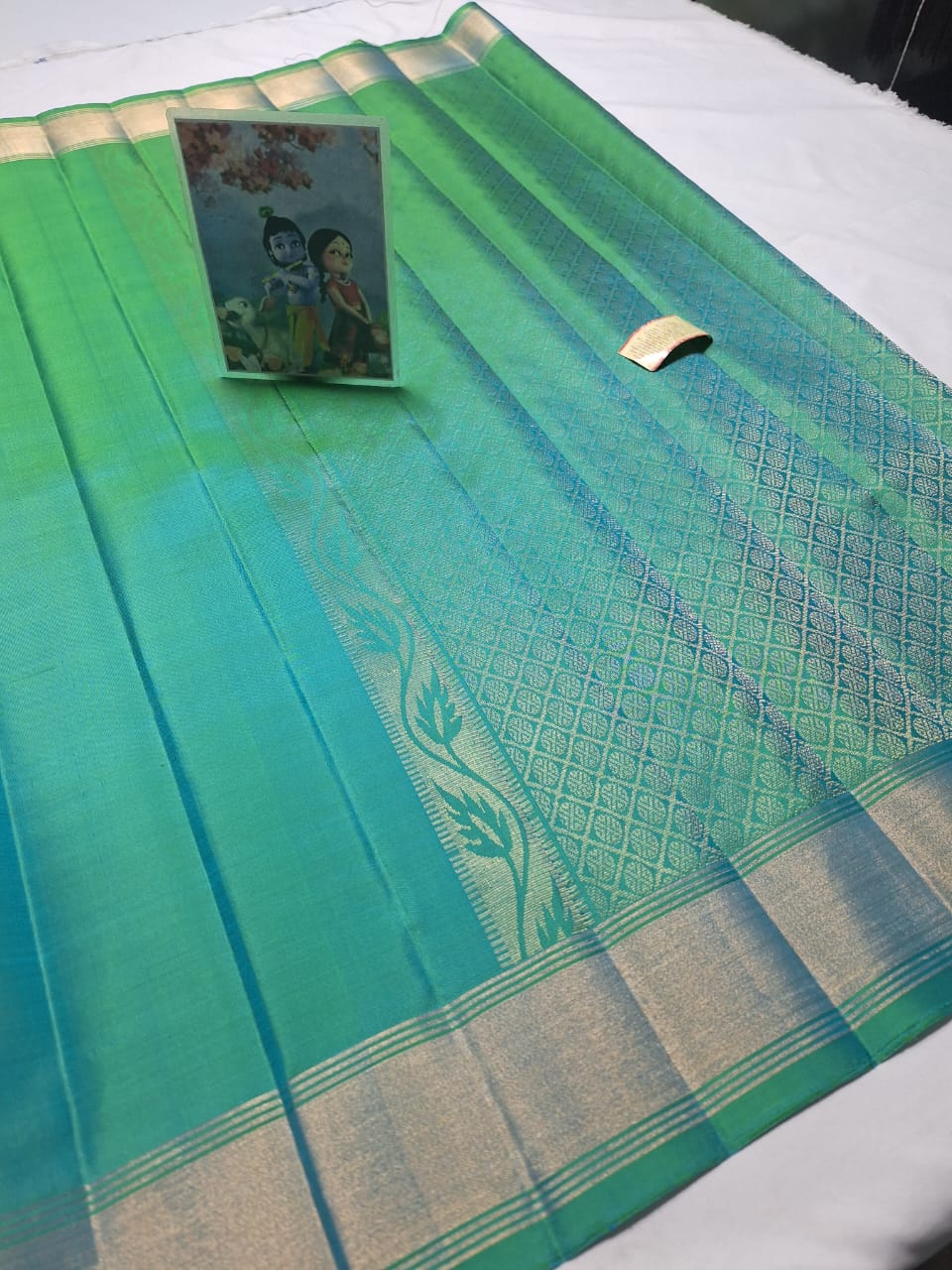 rama green Pure kanchipuram plain silk sarees