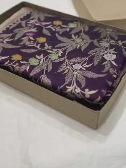 Dark violet pure banarasi mashru silk sarees