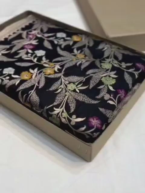 Black pure banarasi mashru silk sarees