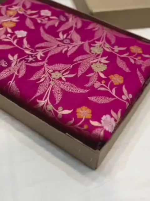 Rani pink pure banarasi mashru silk sarees