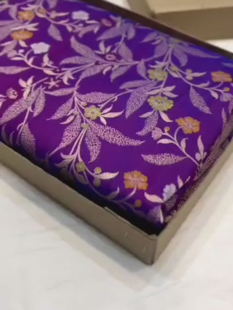 Dark purple pure banarasi mashru silk sarees