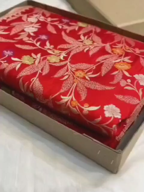 Red pure banarasi mashru silk sarees