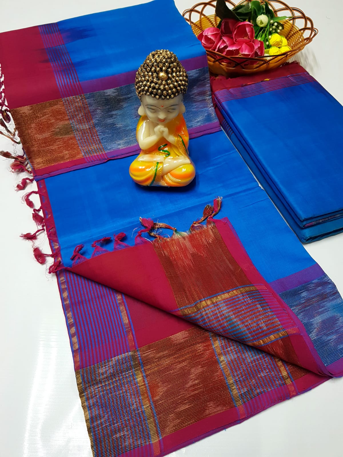 Uppada Tripura silk sarees with small pochampally border