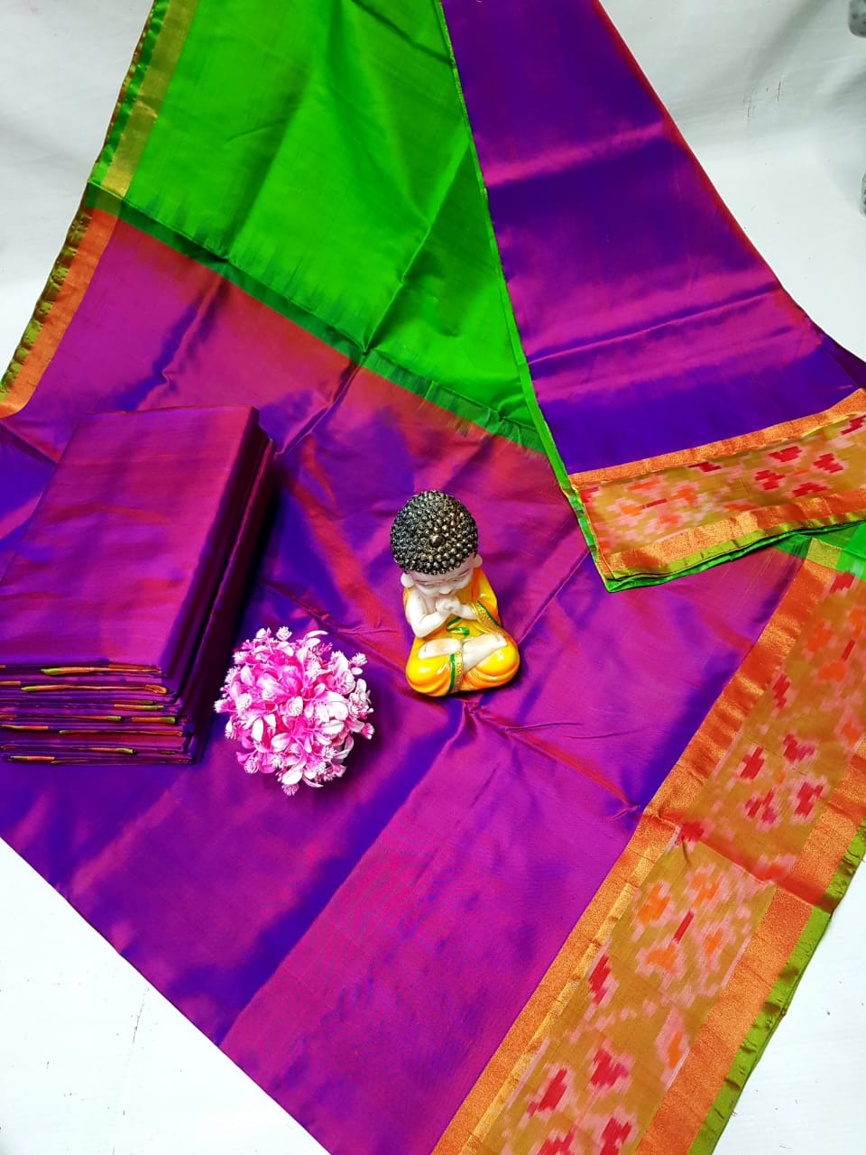 Uppada sarees with small pochampally border