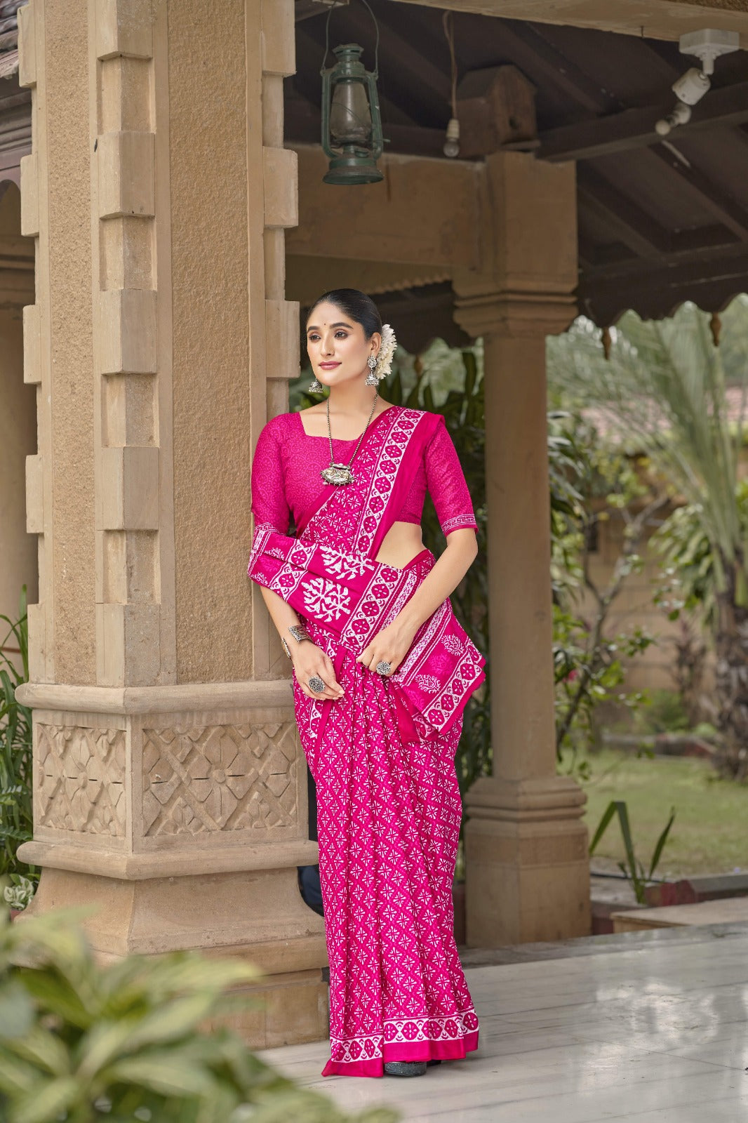 Pink mulmul cotton sarees