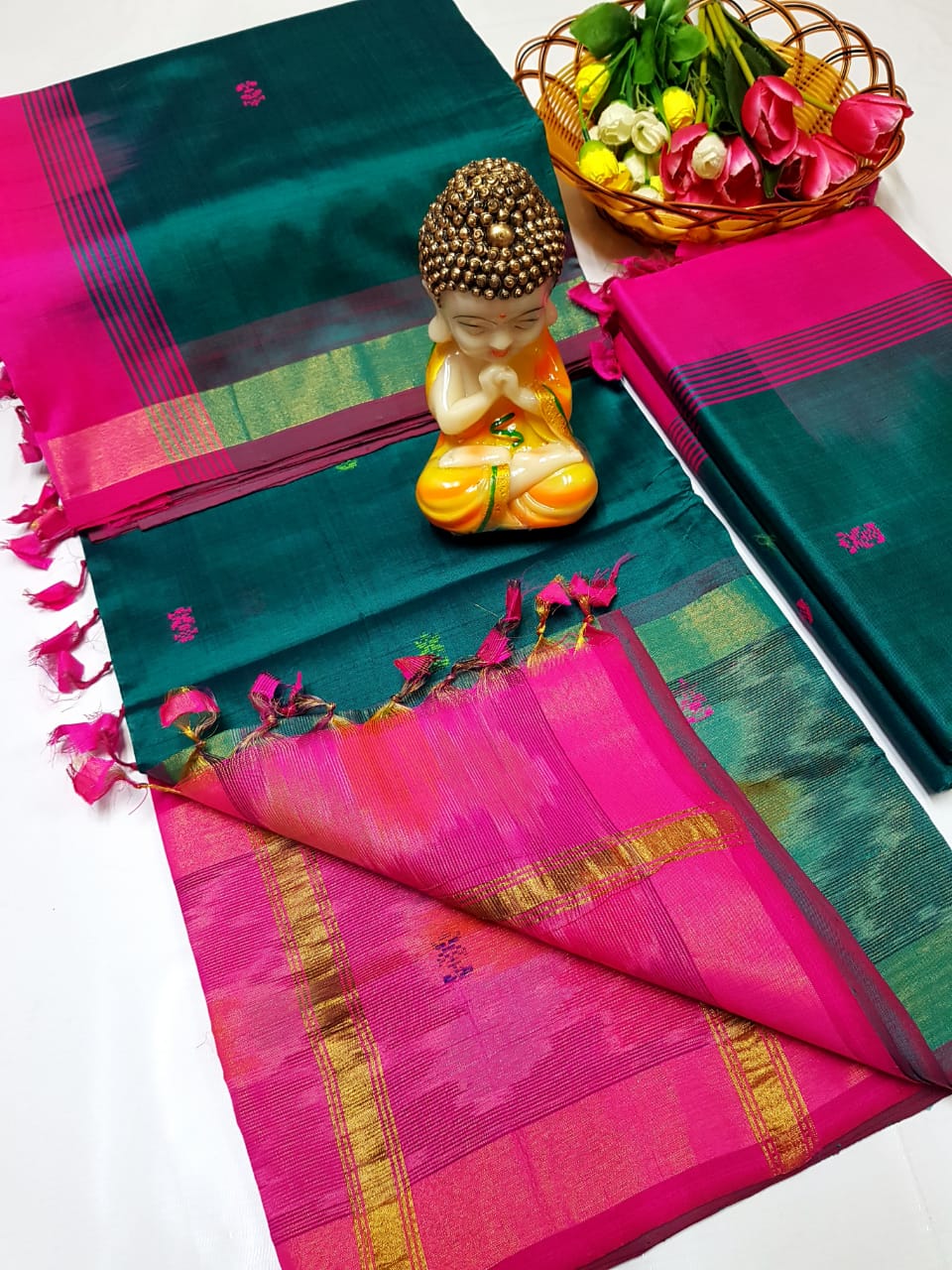 Uppada Tripura silk sarees with pochampally border