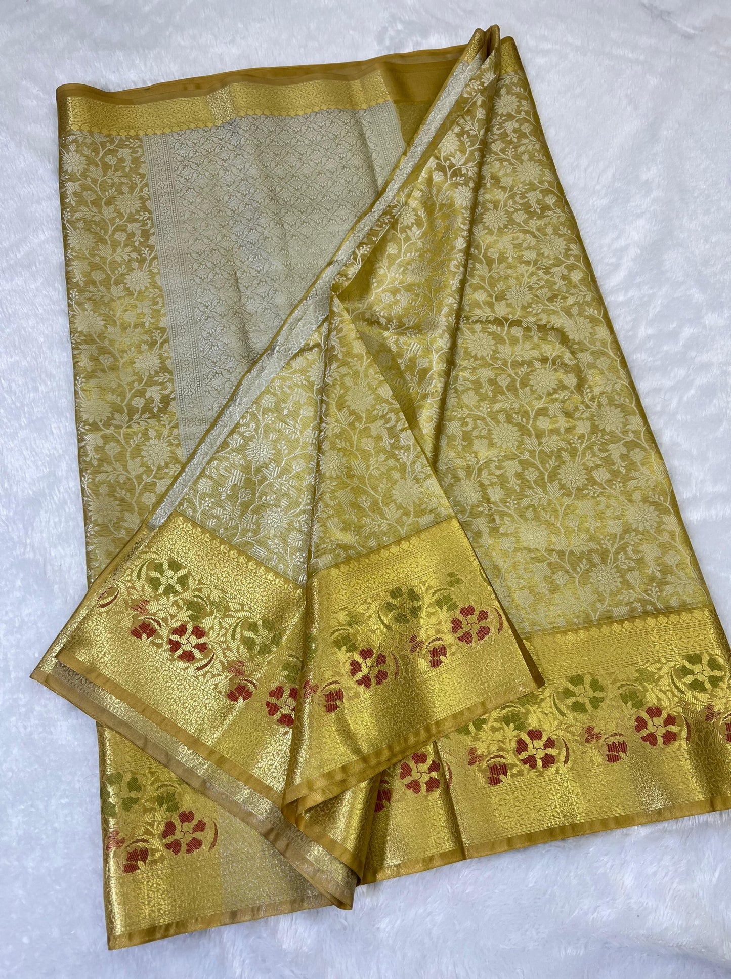 Gold Banarasi tissue silk sarees