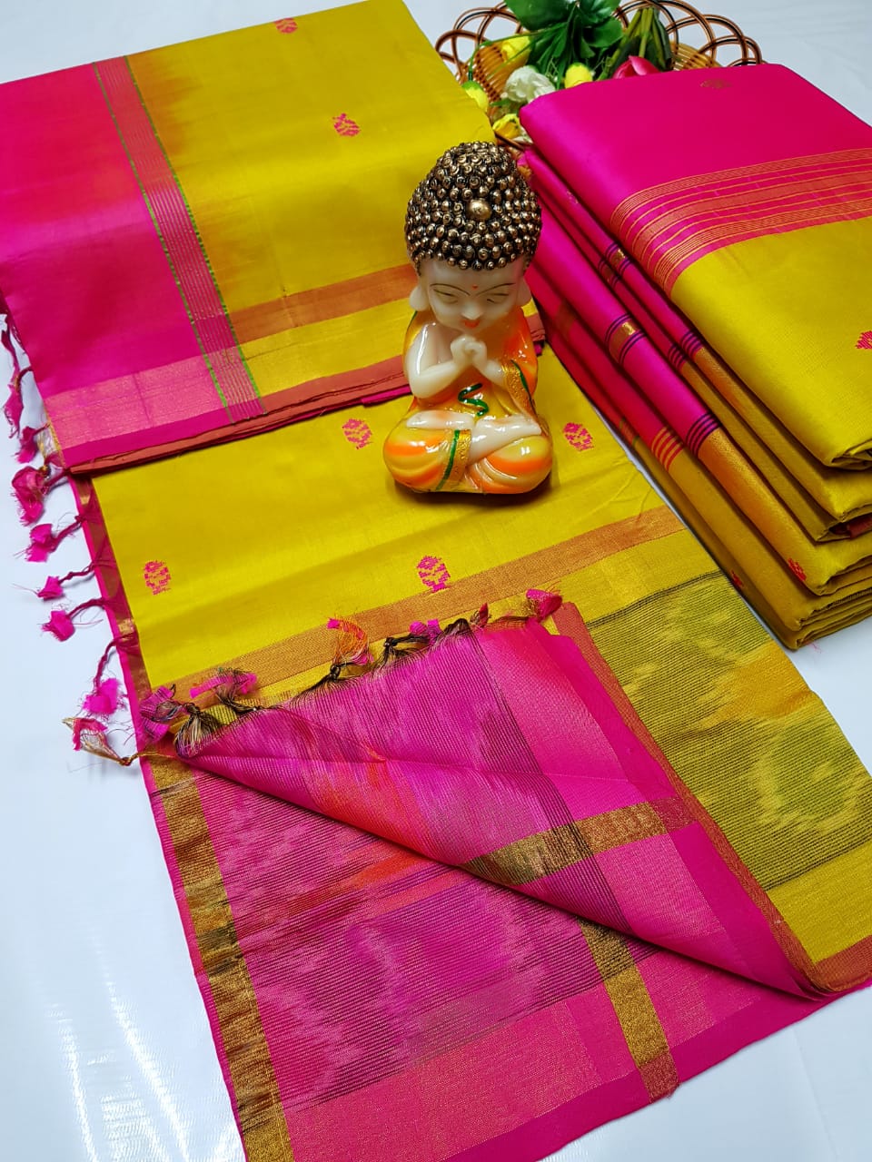 Uppada Tripura silk sarees with pochampally border