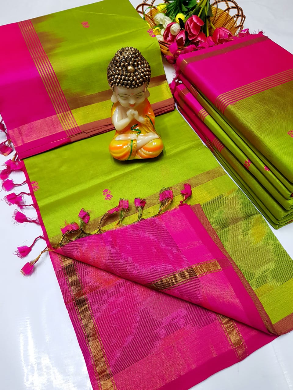 Uppada Tripura silk sarees with pochampally border
