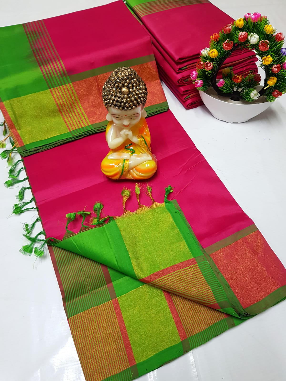 Uppada Tripura silk sarees with small pochampally border
