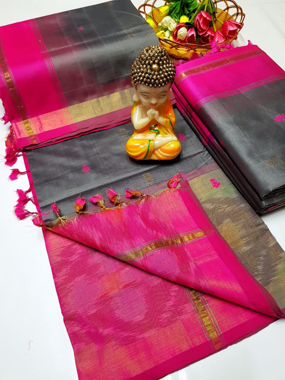 Uppada Tripura silk sarees with pochampally border