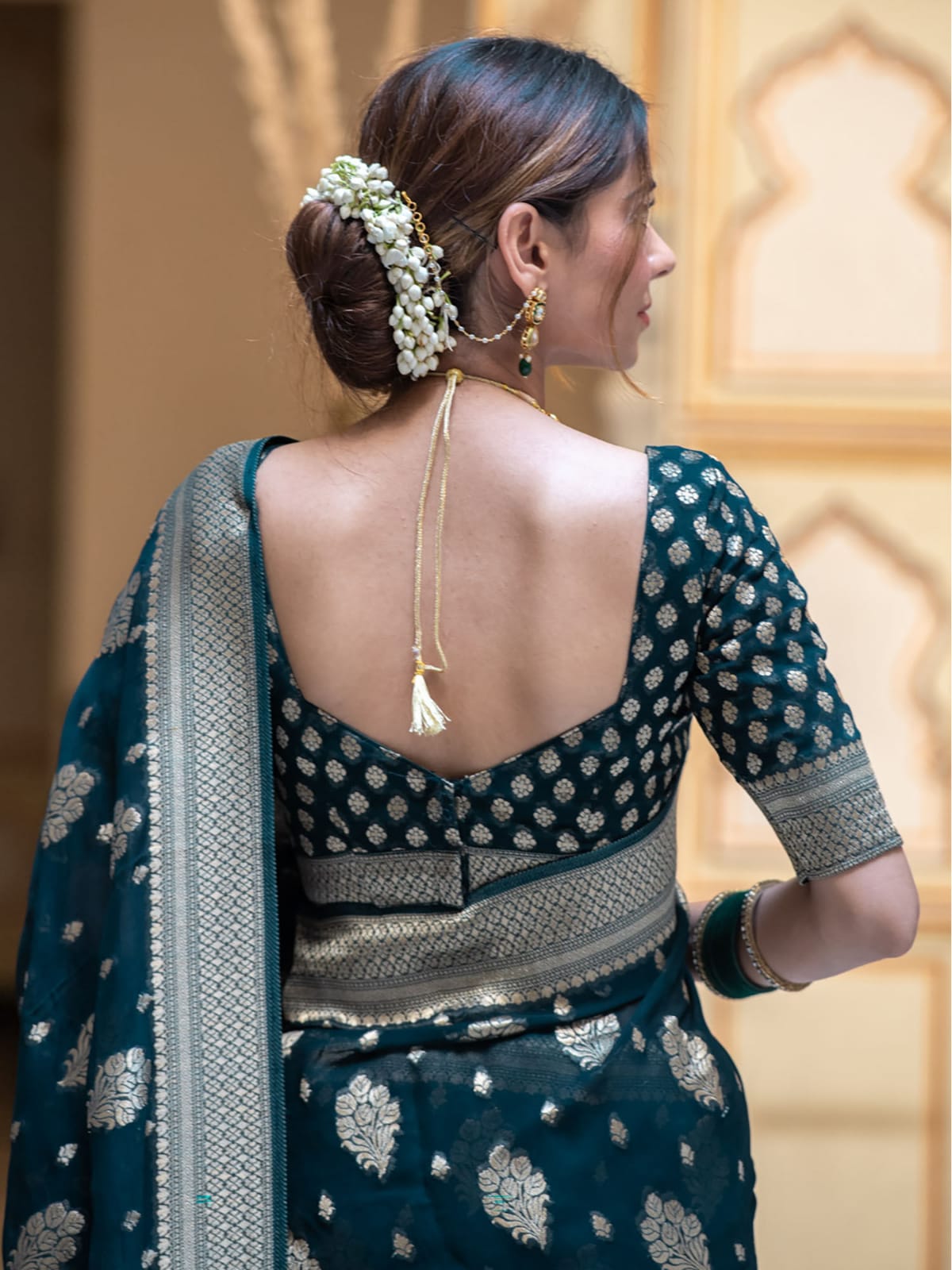 Navy blue Banarasi semi georgette silk sarees