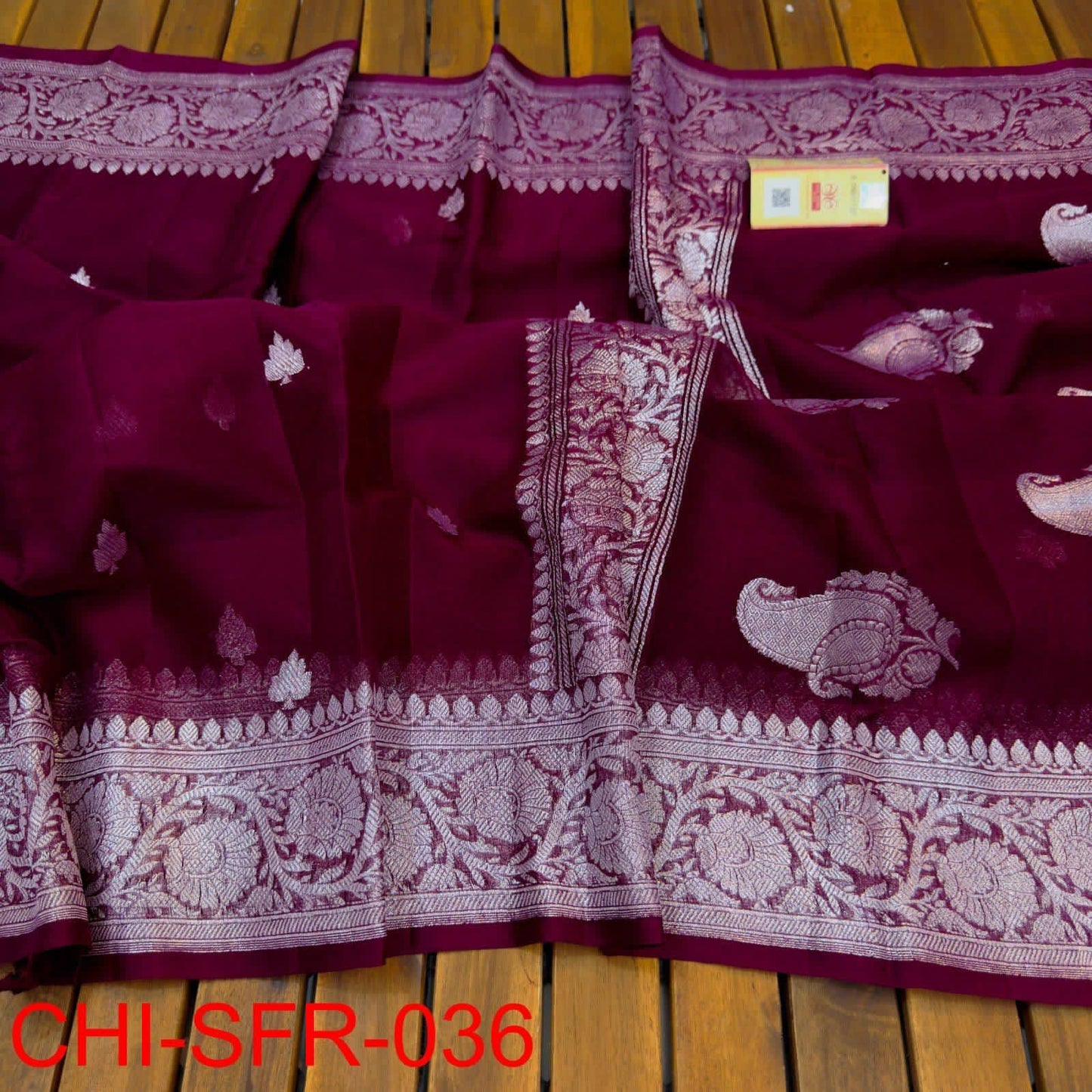Burgundy pure banarasi georgette chiffon sarees
