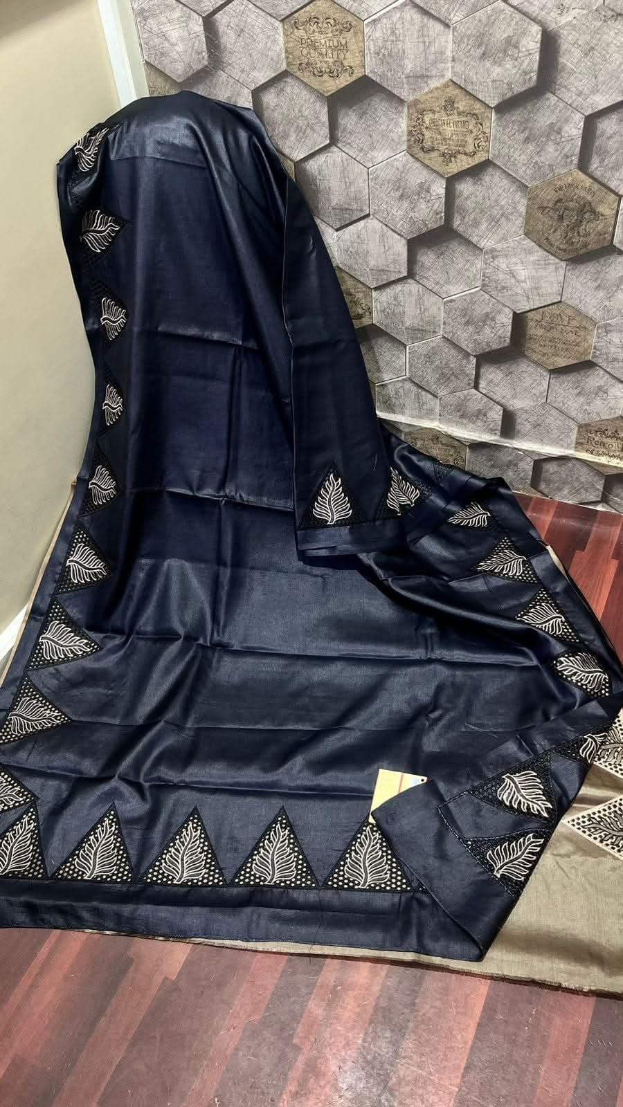 Tussar silk hand cutwork embroidery sarees