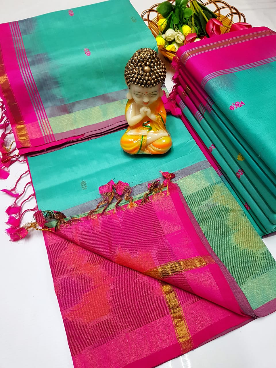 Uppada Tripura silk sarees with pochampally border