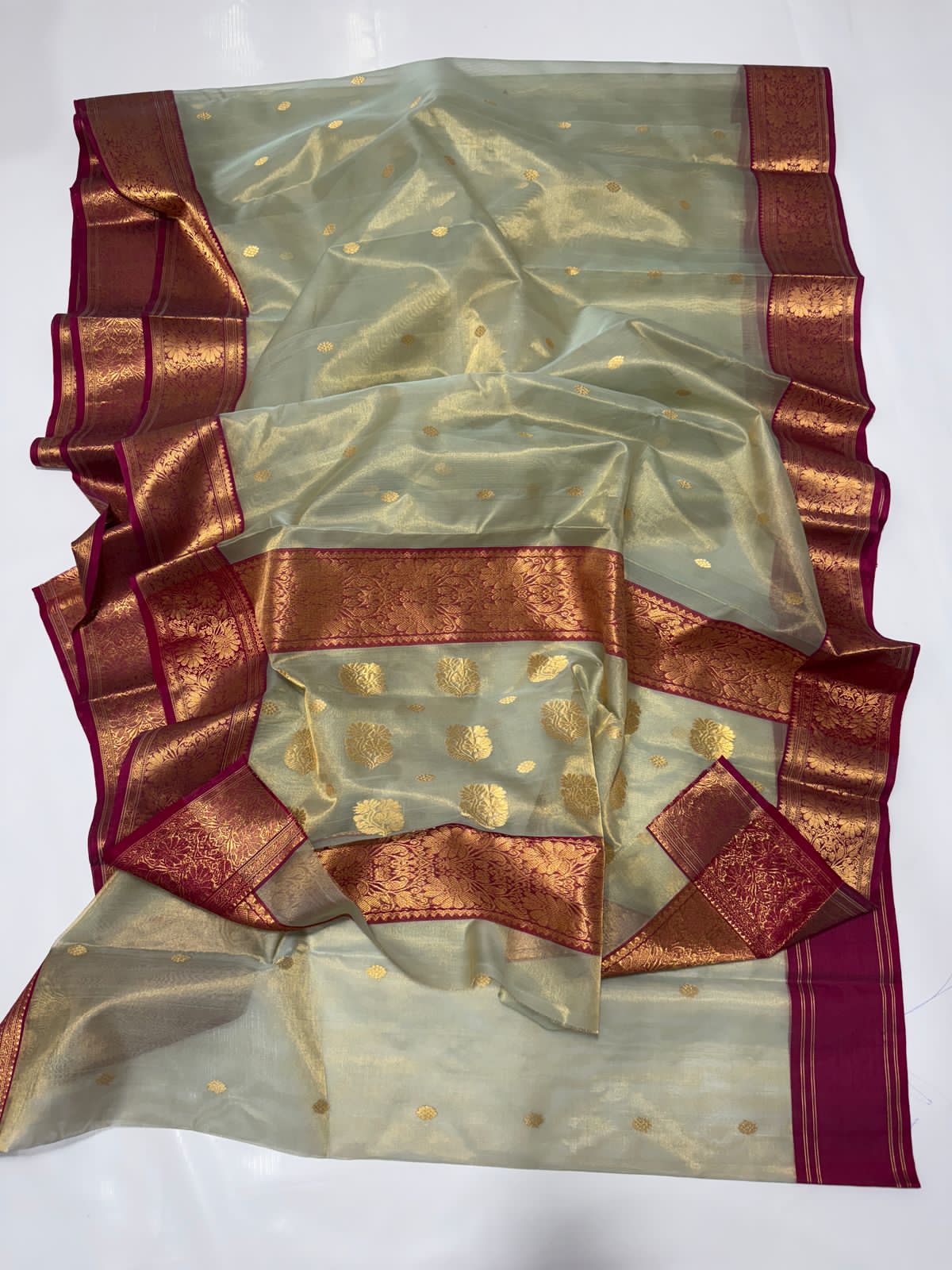 Pastel green chanderi tissue silk sarees
