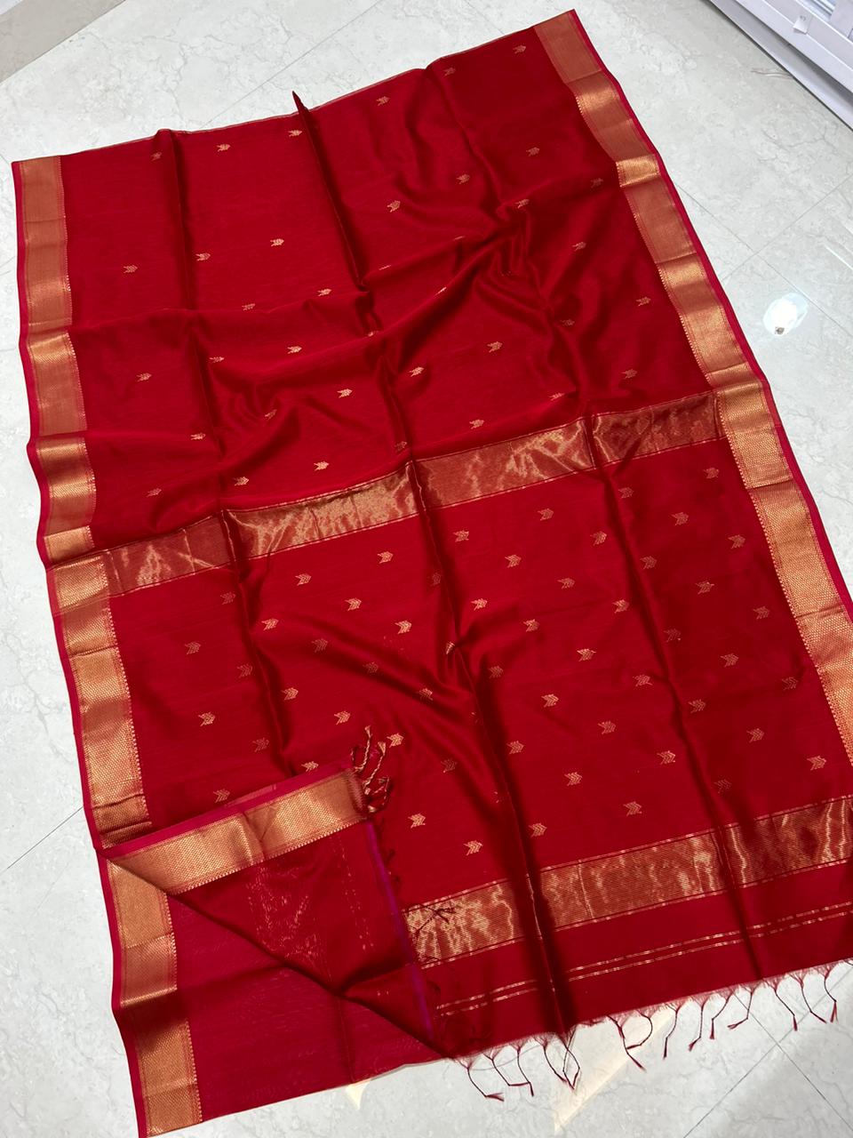 Red handloom Maheshwari sarees