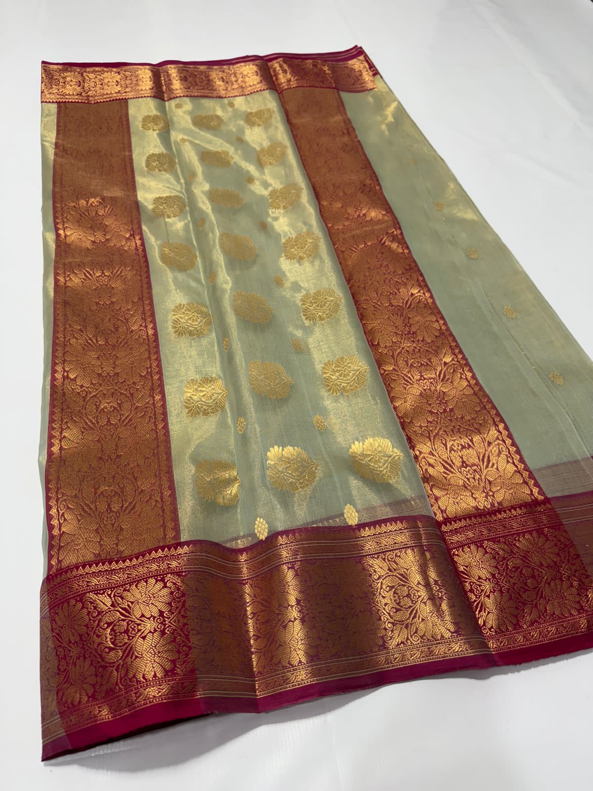 Pastel green chanderi tissue silk sarees