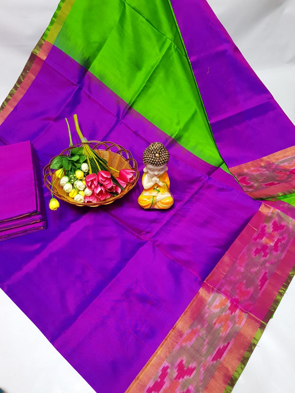 Uppada sarees with small pochampally border