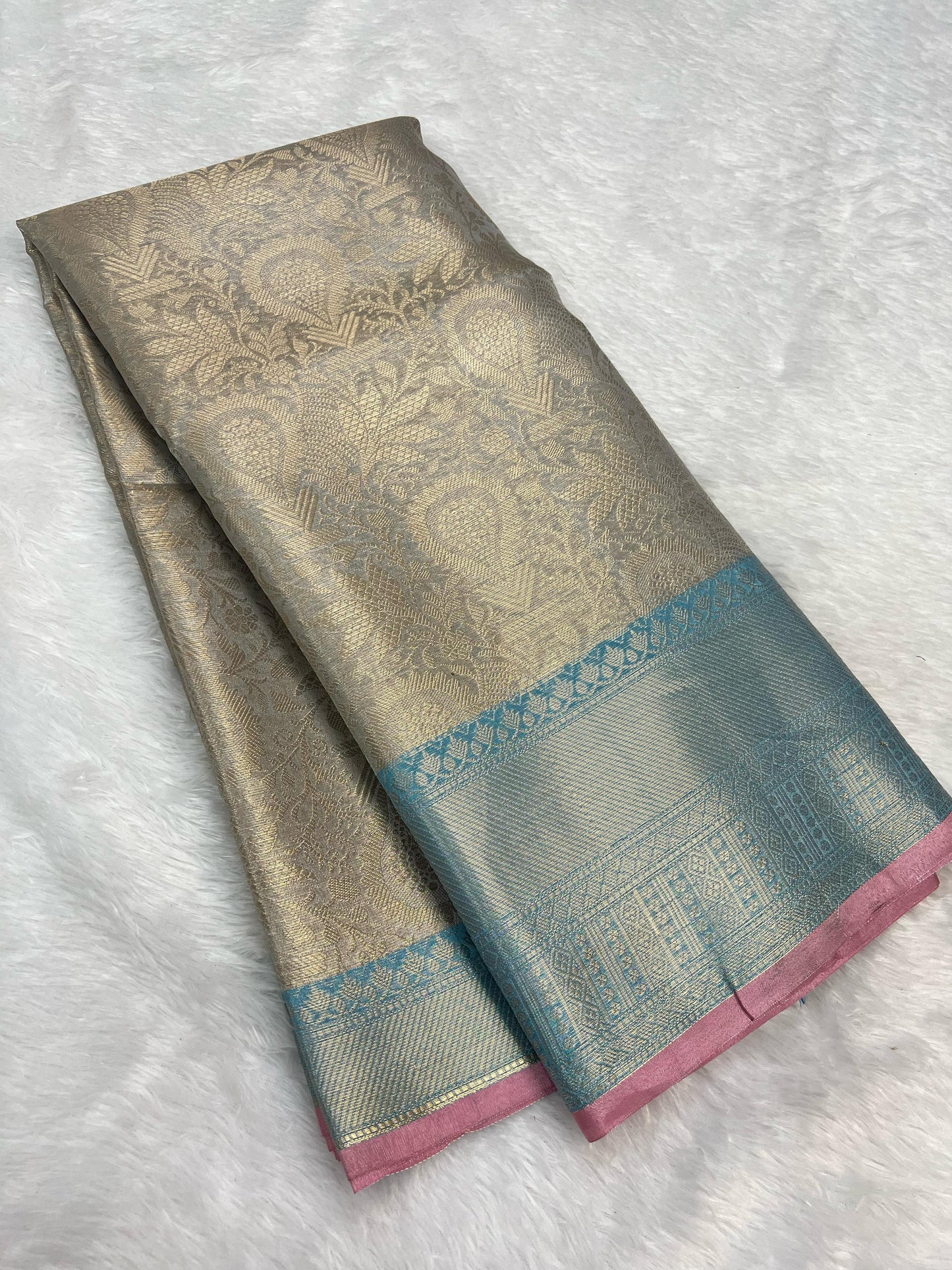 Silver banarasi katan tissue silk sarees