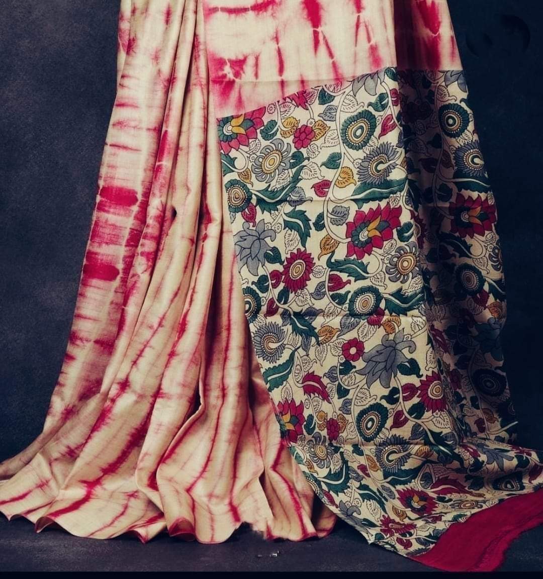 Pink pure handloom tussar Silk shibori sarees