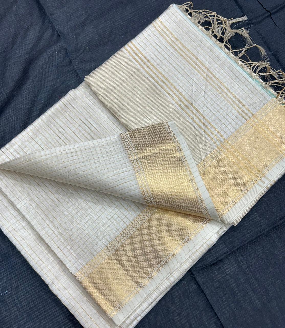Cream Maheshwari sarees
