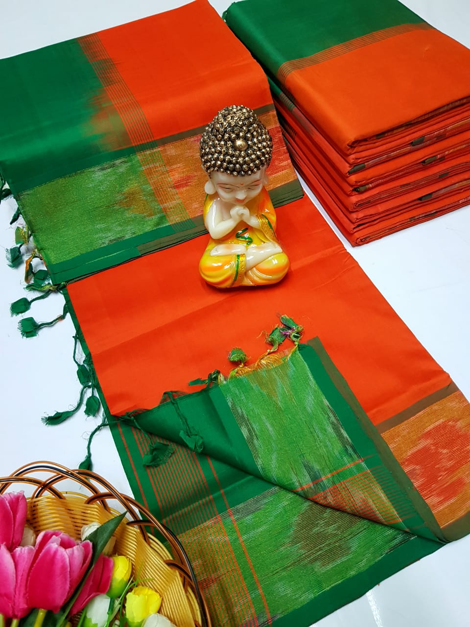 Uppada Tripura silk sarees with small pochampally border